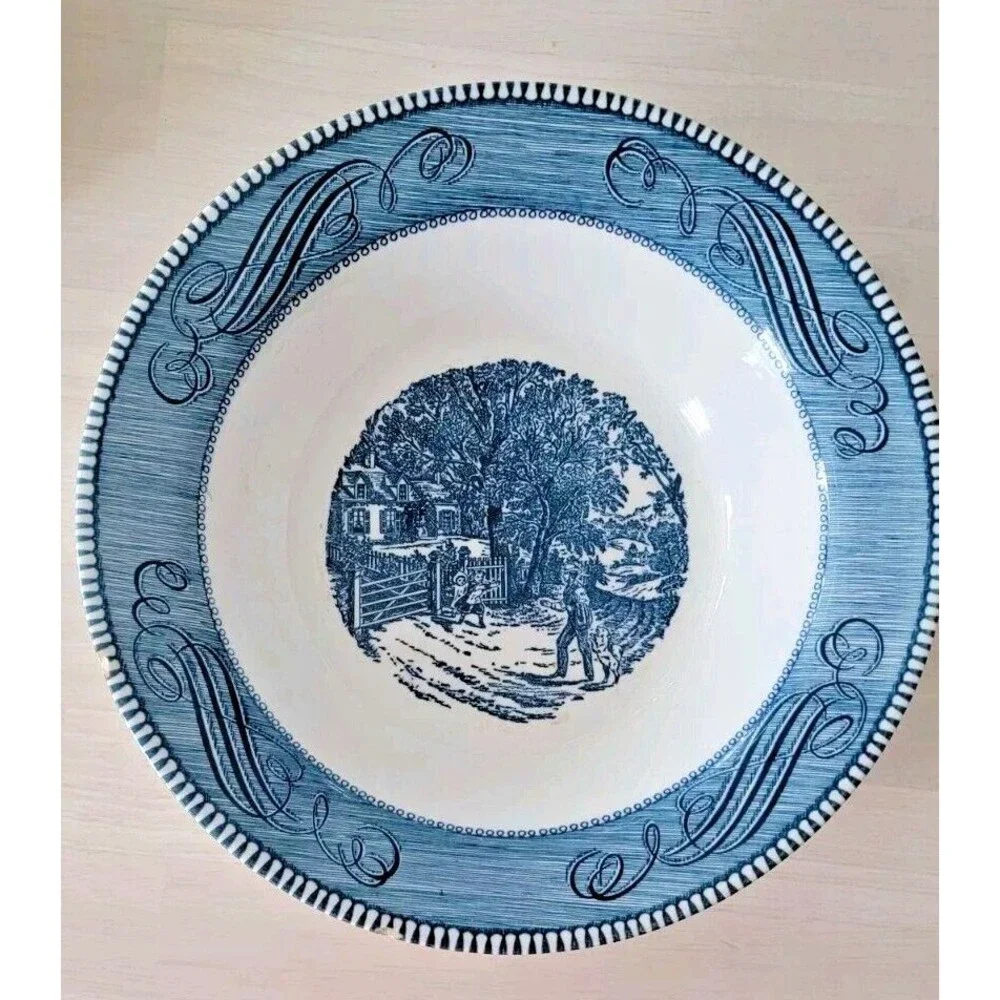 Royal China 10” Currier Ives Vegetable Serving Bowl Home Sweet Home